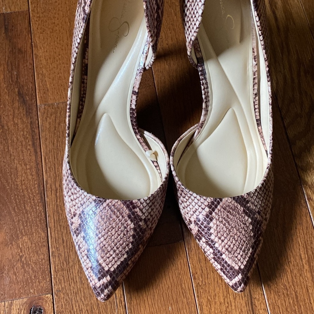 $70 Brown Snakeskin Stiletto Heels Jessica Simpson Prizma D'Orsay Pump 9 - Picture 5 of 8